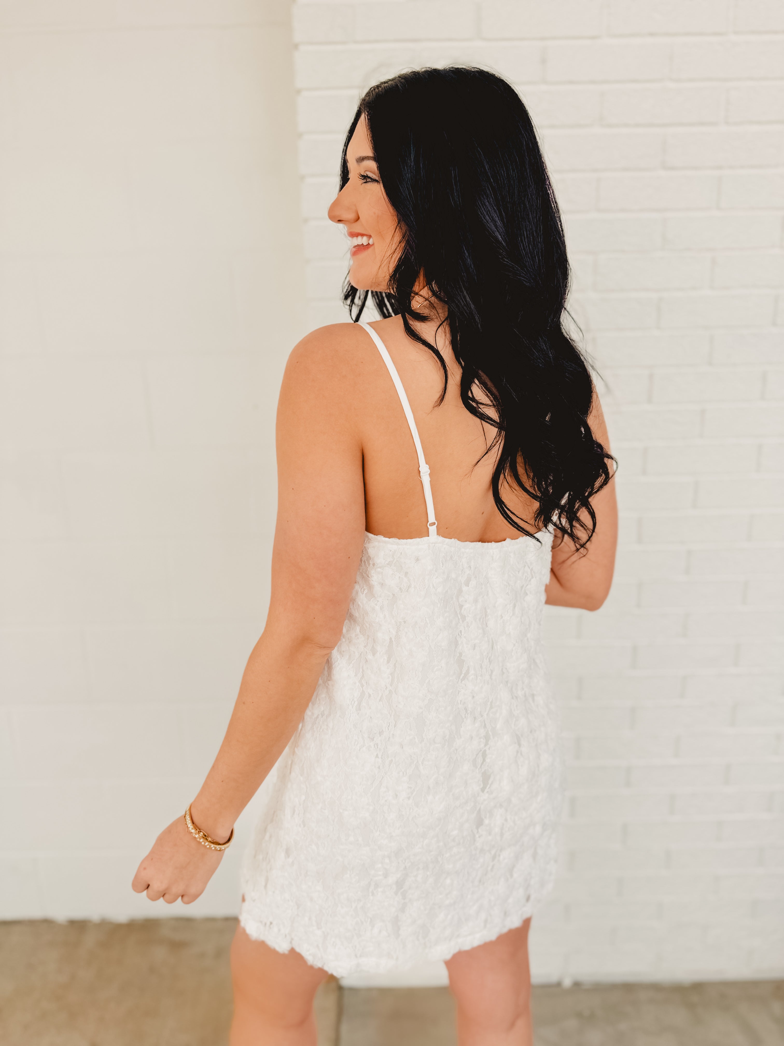 Flowered Sleeveless Dress - White