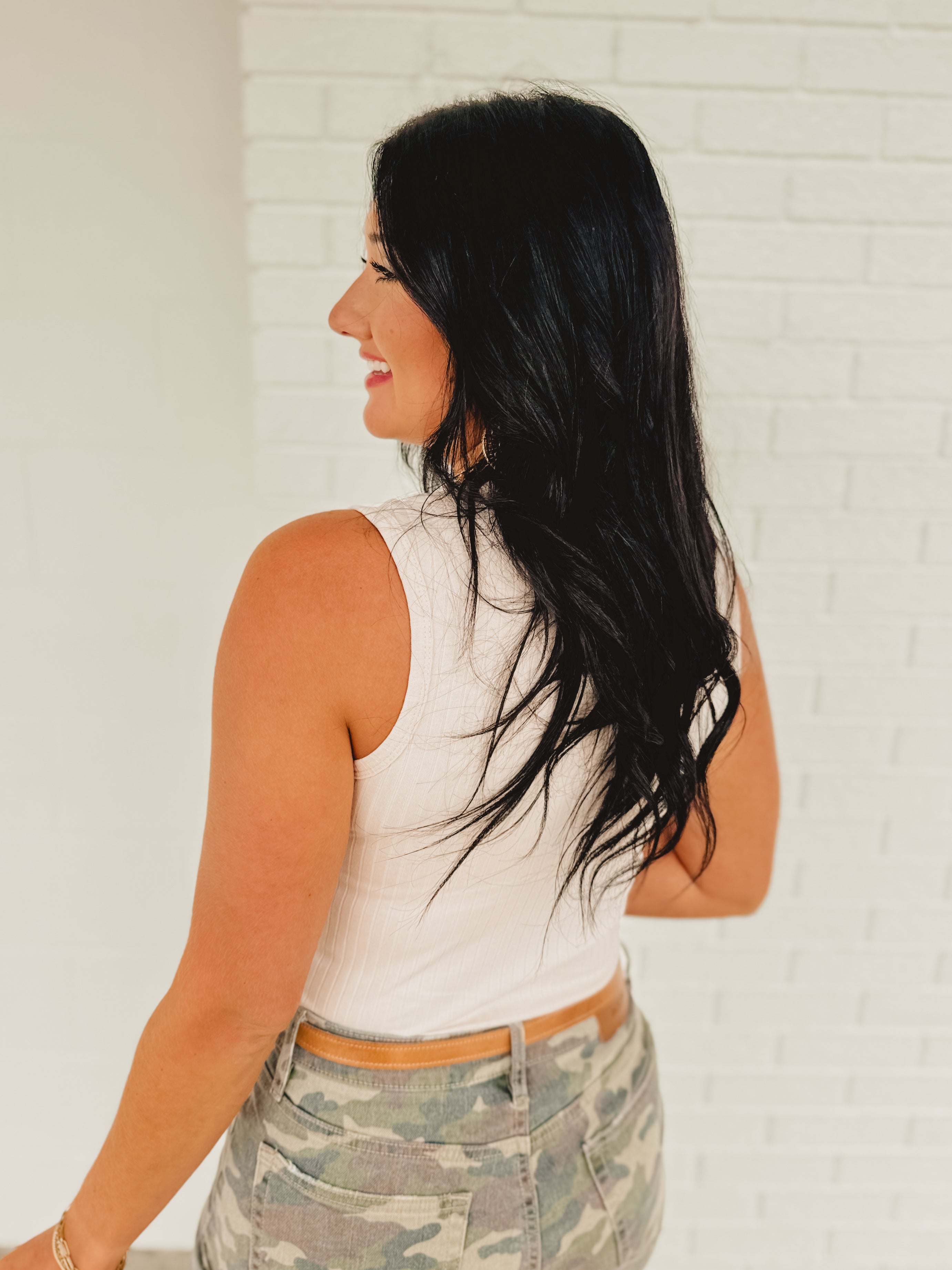 POL Stud Detail Scoop Neck Tank Top - Almond