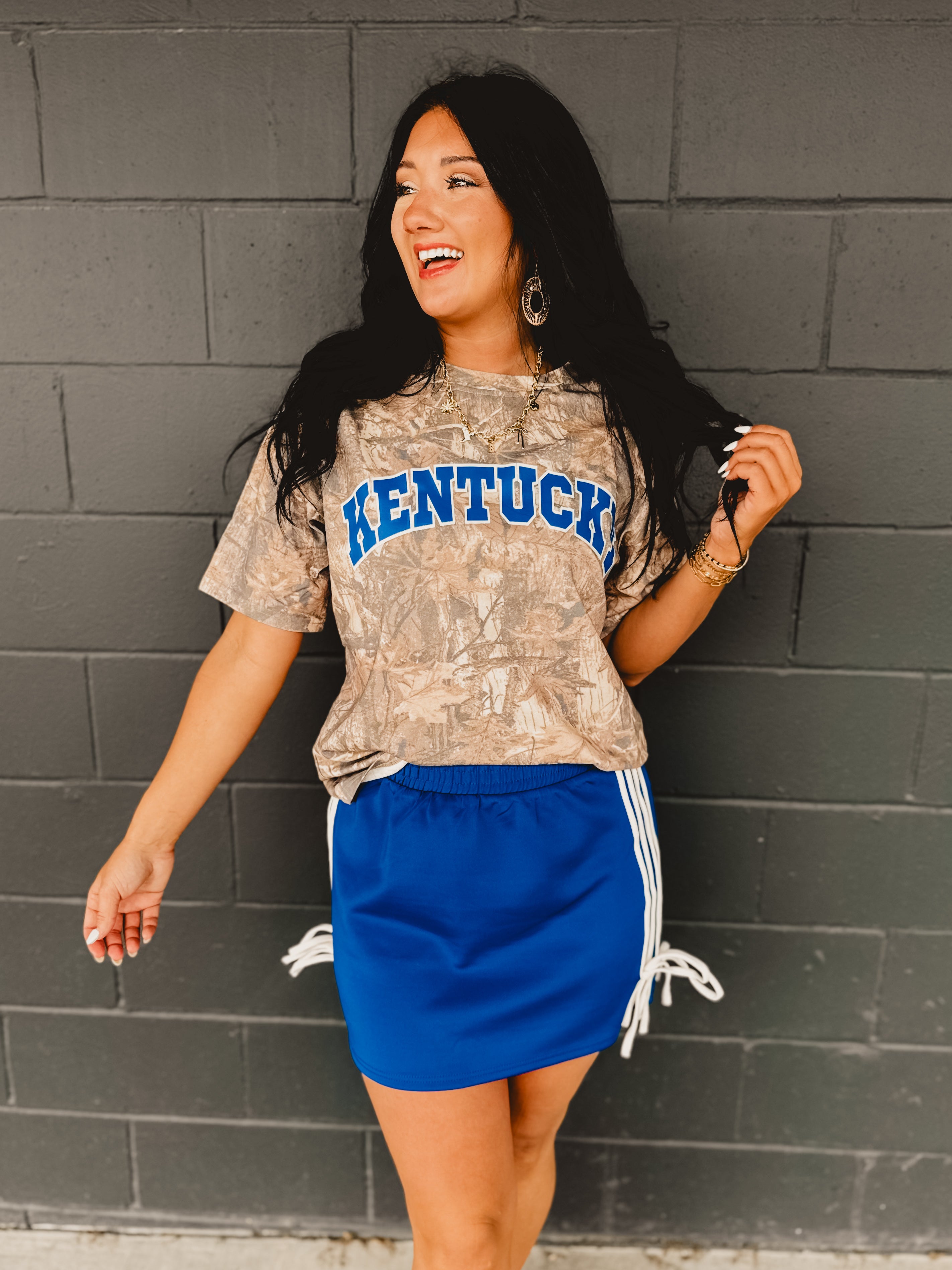 Bow Detail Track Mini Skirt - Blue