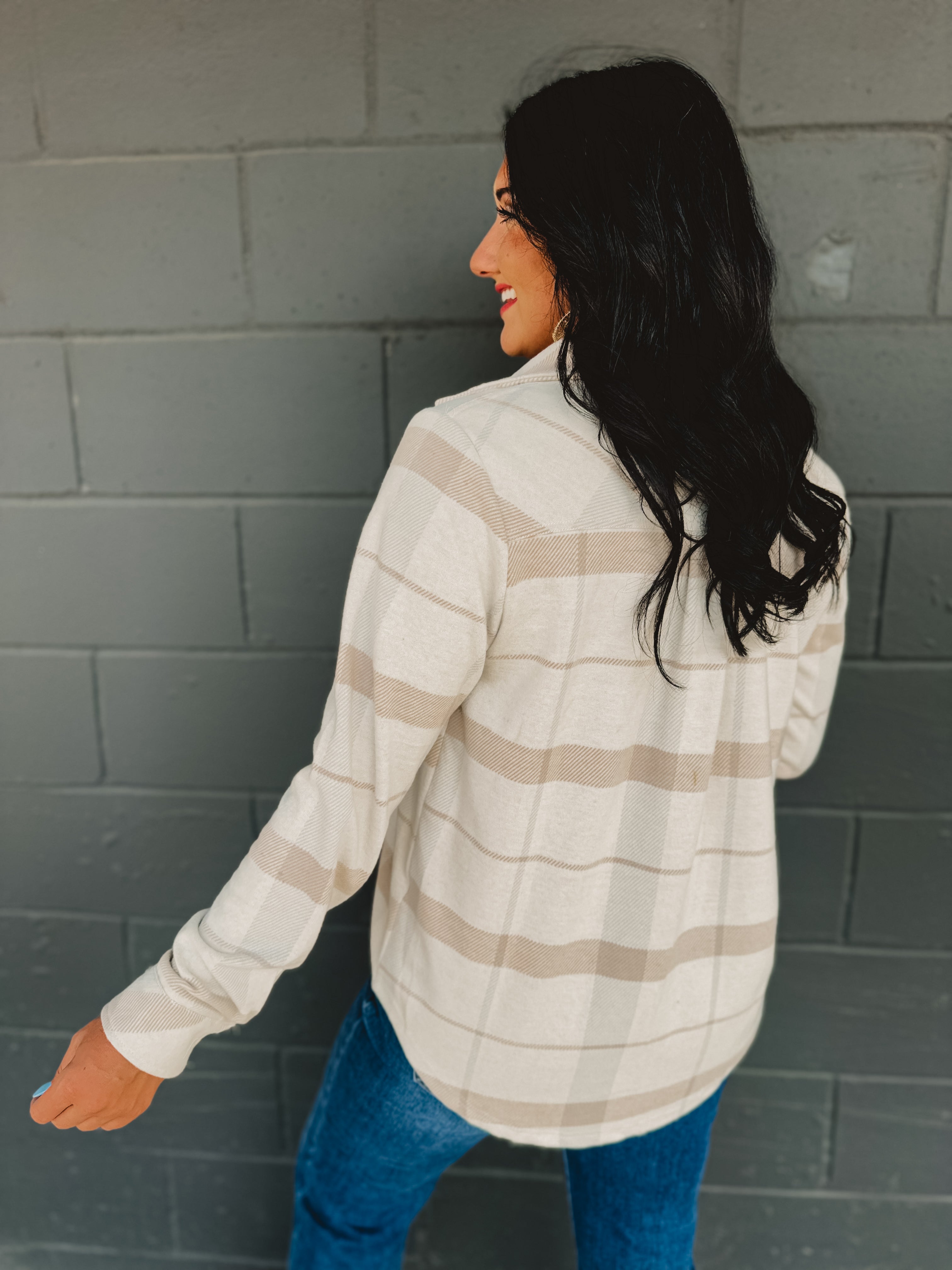 Plaid Button Up Flannel - Tan Multi