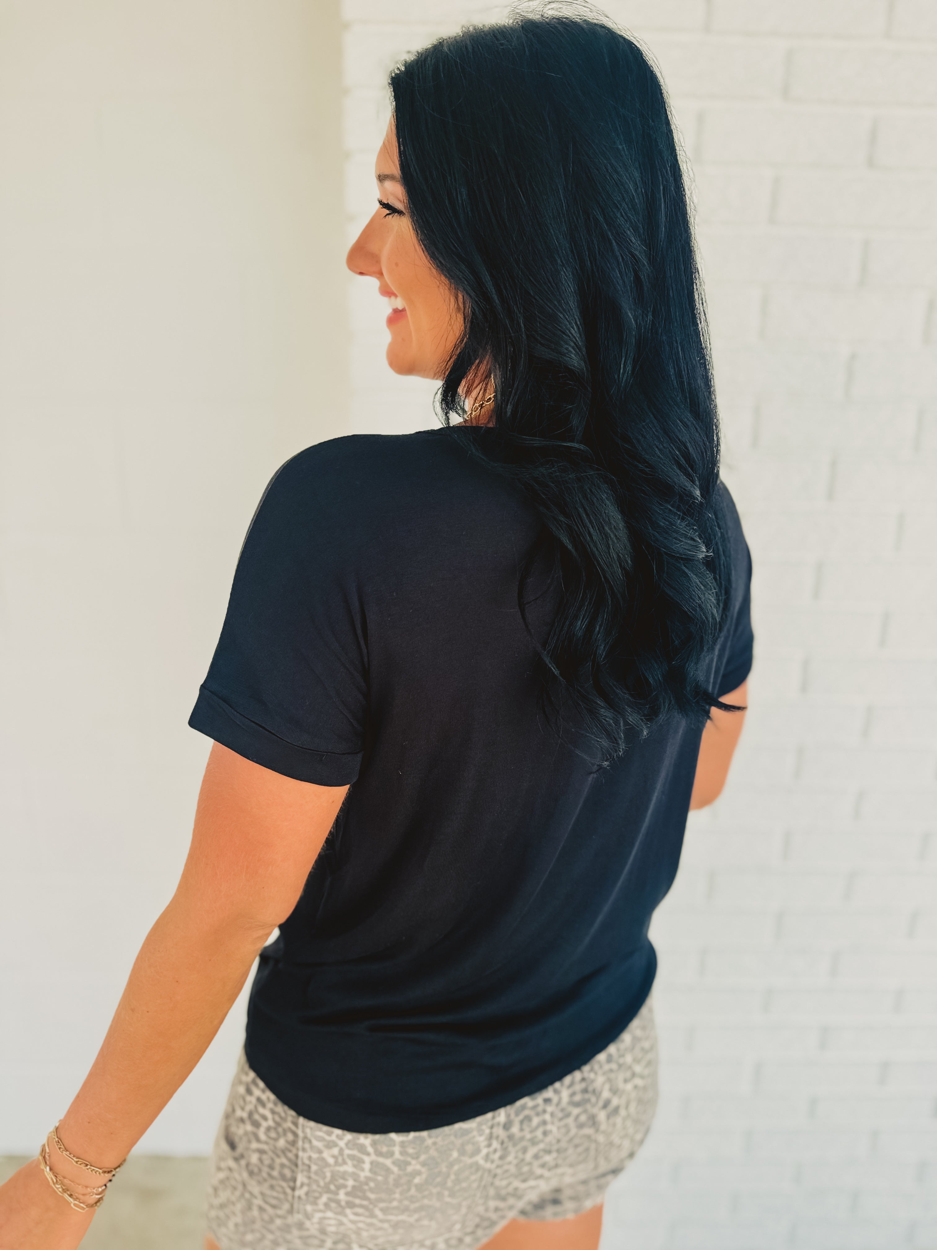 Ultra Soft Rolled Sleeve Tee - Black