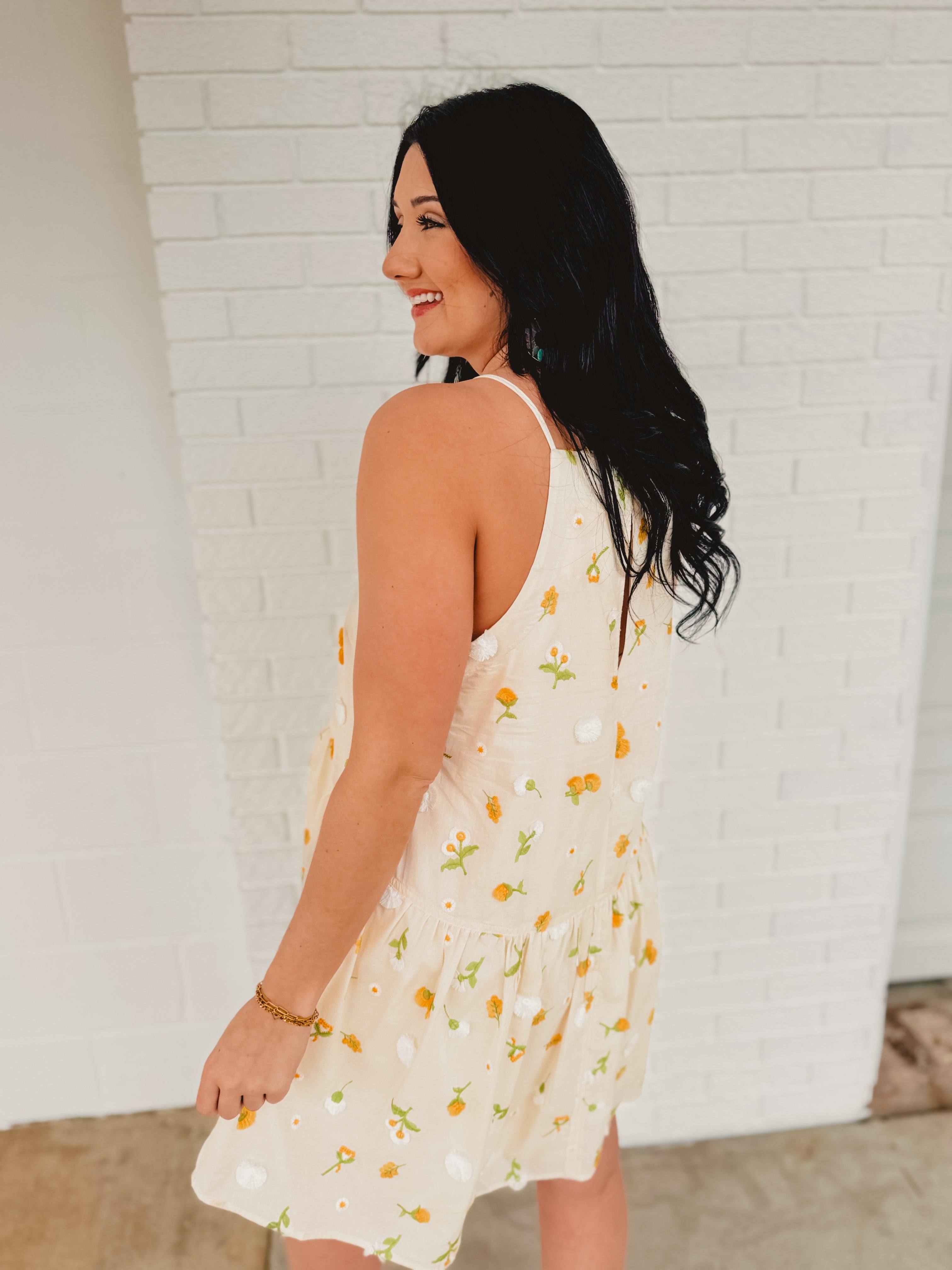 Floral Mini Flare Dress- Cream Multi